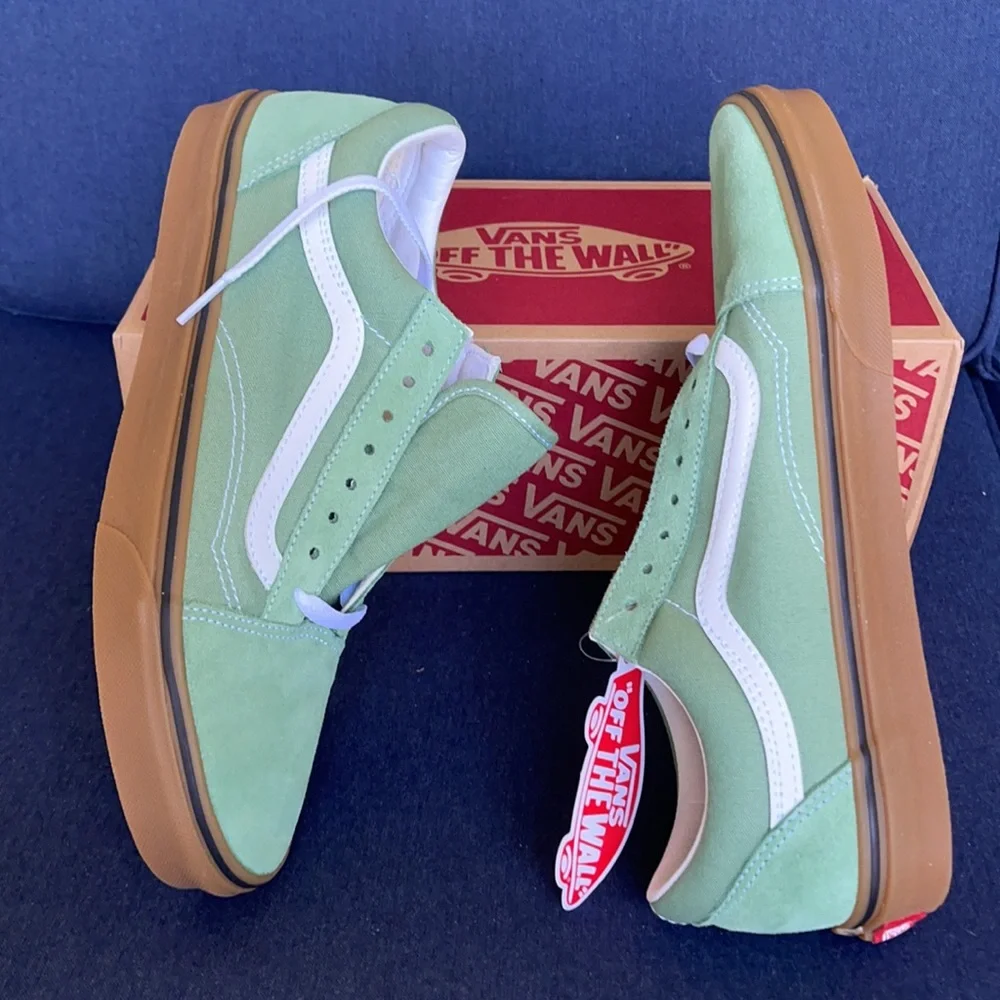 Vans Men’s Old Skool Gum Basil/True White Sneakers - Picture 13 of 16